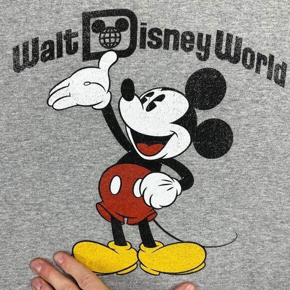 Disney Parks Shirt Aduult Large Grey Graphic Print Mickey Mouse Tee T-Shirt Mens - Picture 5 of 8